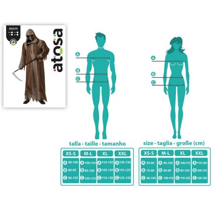 Déguisement Mago marron avec capuche et tunique longue pour adulte taille XXL - Déguisement de sorcier pour homme pour Halloween ou médiéval fantastique