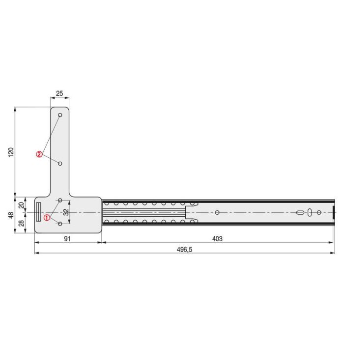 Guia Puerta Oculta Tv Fliter 500Mm Zincado Omge 1