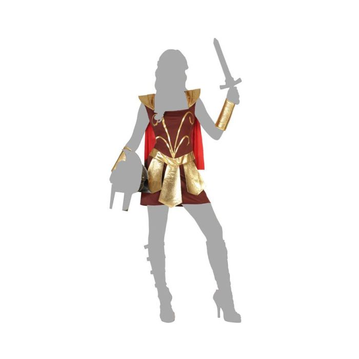 Déguisement Femme Adulte Gladiateur Romain Historique Marron - Costume 5 Pièces avec Cape et Ceinture - Taille XS-S