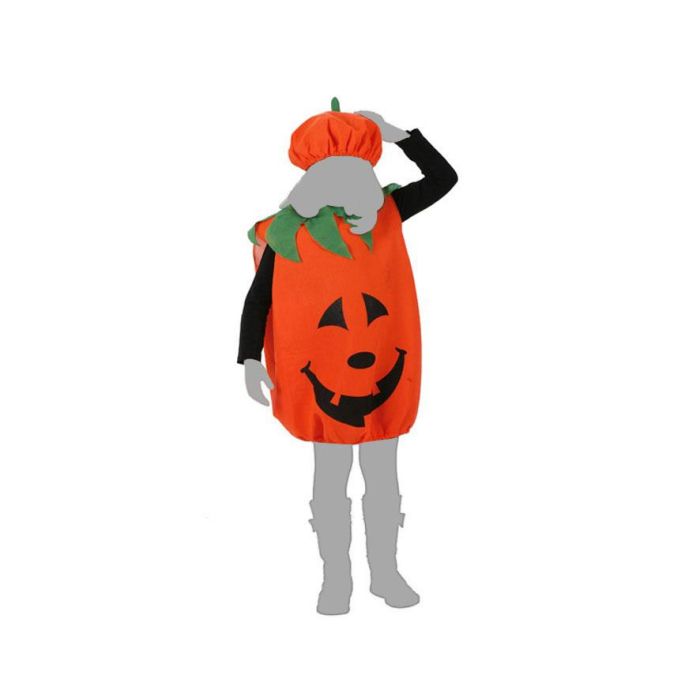 Déguisement Citrouille Souriante Halloween pour Fille Taille 3-4 Ans - Bonnet et Tablier en Polyester Orange