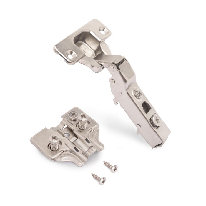 Emuca Lot de 20 charnières coudées X91 à fermeture amortie et embases euro, Hauteur 0, Acier, nickelé 1 Emuca Lot de 20 charnières coudées X91 à fermeture amortie et embases euro, Hauteur 0, Acier, nickelé 1