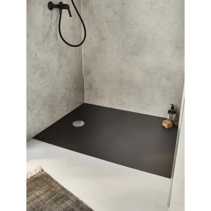 Receveur de douche extra-plat Jacob Delafon Ipso E62300-AGM 80x80x3 cm - Gris anthracite, texture pierre 1