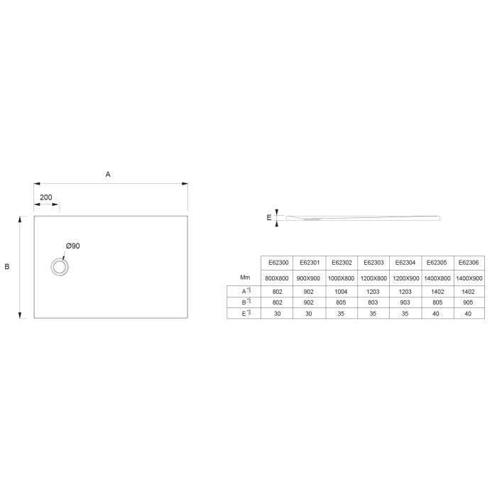 Receveur de douche extra-plat Jacob Delafon IPSO 90x90x3 cm - Blanc Mat Texture Pierre 4