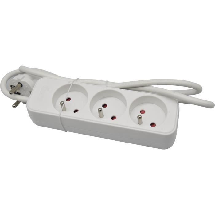 Bloc ménager - GAO - 3 prises 2P+T - Avec protection enfants, conforme NF 0 Bloc ménager - GAO - 3 prises 2P+T - Avec protection enfants, conforme NF 0