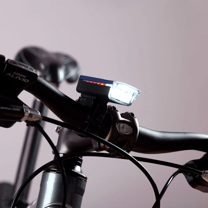 Lampe Avant Vélo Solaire LED 2 Niveaux + Destello Batterie USB 2