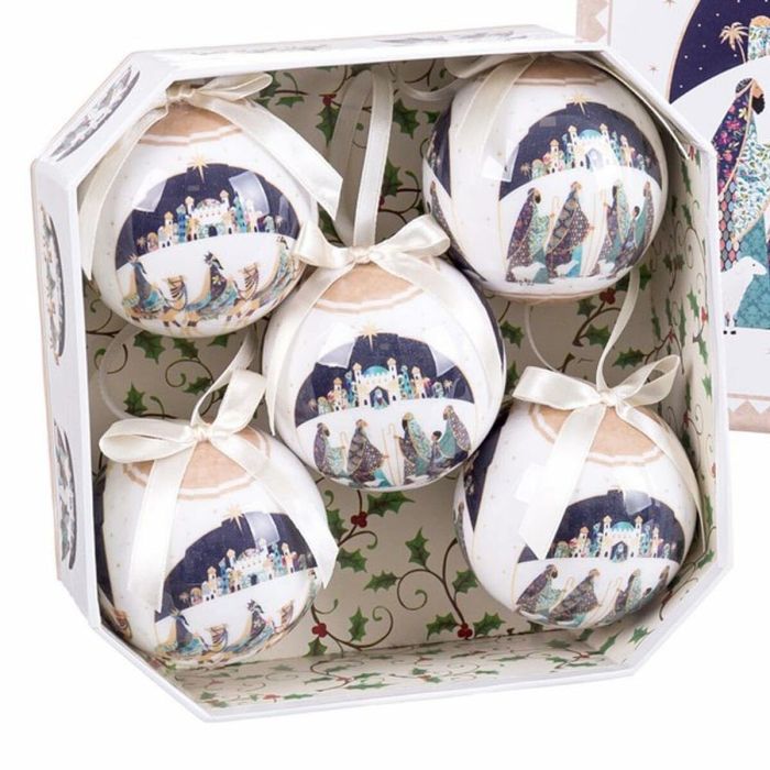 Boules de Noël Multicouleur Polyfoam Rois Mages 7,5 x 7,5 x 7,5 cm (5 Unités) 2