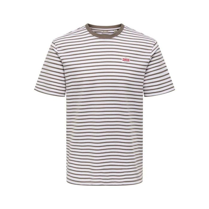 T-shirt à manches courtes homme Only & Sons Onsdawson Reg Stripe Marron Clair L