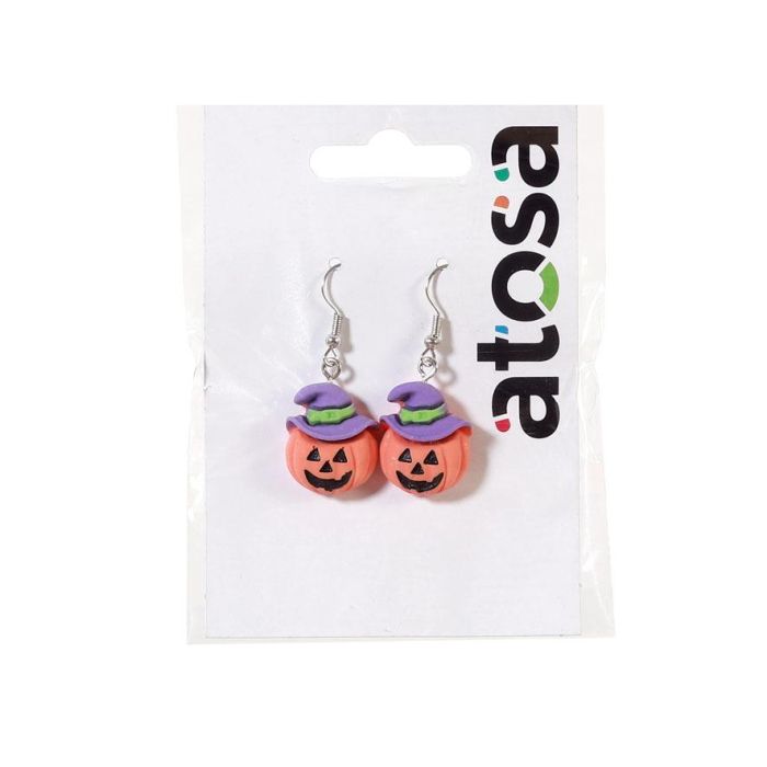Boucles d'oreilles Halloween - Pendientes De Calabaza Con Sombrero Et Détails Colorés - Accessoire Fête Thématique 2025