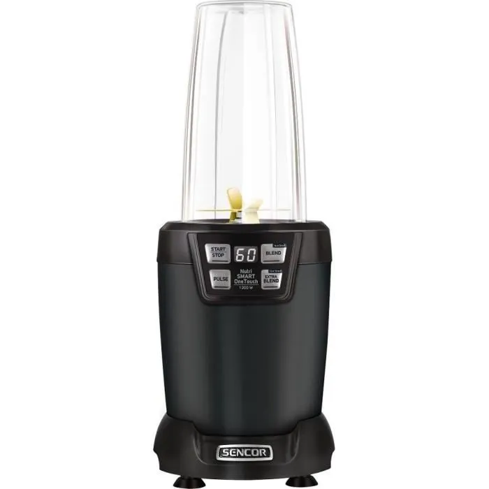 Sencor Blender SNB 6600BK - Extracteur de Nutriments et Smoothie, Technologie Nutri, 1200W, Gobelets sans BPA, Lames Inox, Programmes Prédefinis, Noir
