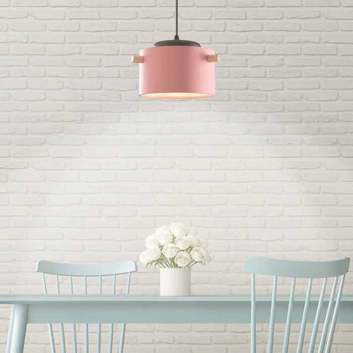 Lampe Suspendue Averie SKD-P1013-W Métal Bois Design Moderne Blanc Vert Olive Saumon Turquoise 18