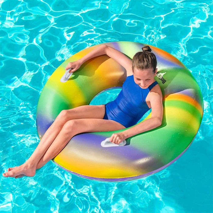 Bestway Flotteur Gonflable Arc-en-ciel avec Poignées D119 cm +12 Ans Plage et Piscine 36352 1