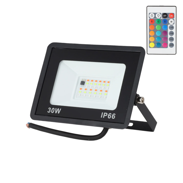 Projecteur LED RGBW 30W Extérieur IP65 Angle 120° Télécommandé HO-ICRGBFL-30W 0