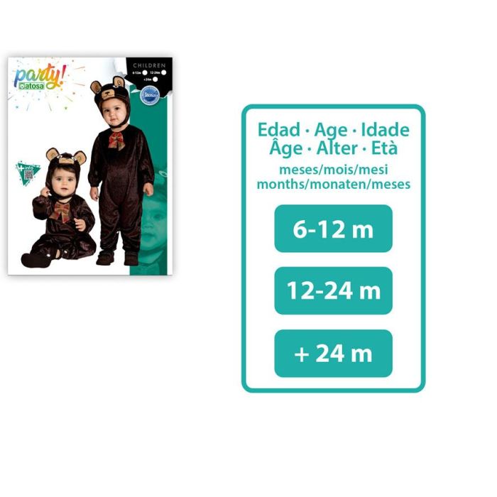 Déguisement Ours Bébé Marron 24 Mois - Costume Complet Capuche avec Tête et Oreilles - Doux en Polyester - Thème Animal