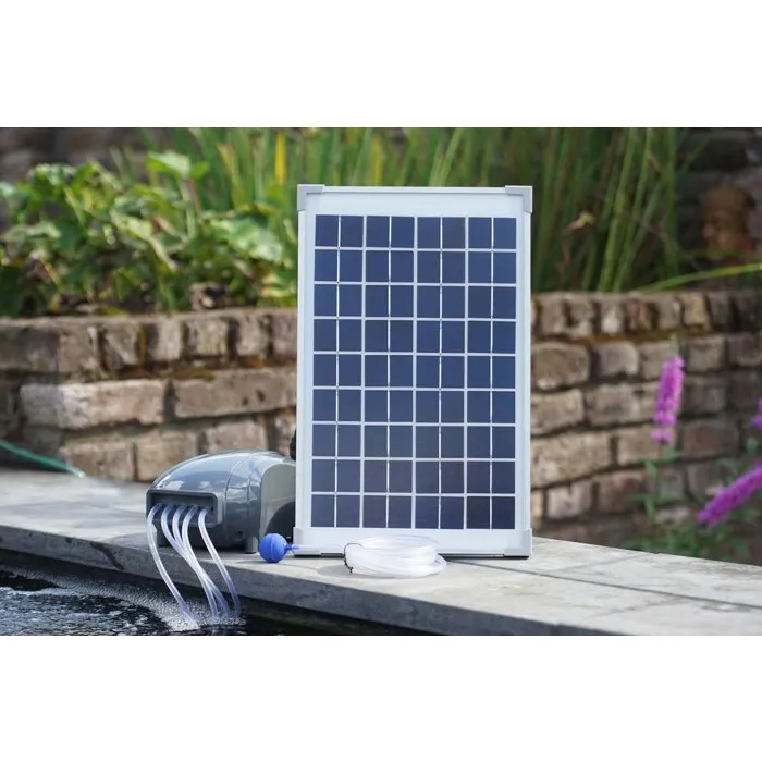 Ubbink AirSolar 600 - Pompe à air solaire pour bassin avec panneau 12V, débit 600 l/h, 5 diffuseurs pierres d'air - Kit d'aération de jardin Ubbink AirSolar 600 - Pompe à air solaire pour bassin avec panneau 12V, débit 600 l/h, 5 diffuseurs pierres d'air - Kit d'aération de jardin