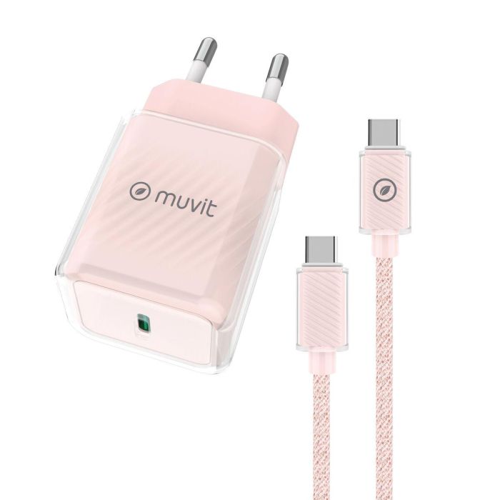 Chargeur Mural + Câble USB-C Muvit for Change Glass GaN Rose