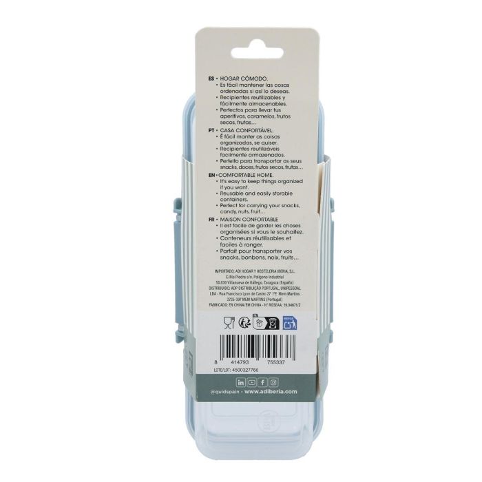 Recipiente Hermético Plástico Minimal Quid 19x8x6 cm (12 Unidades) 6 Recipiente Hermético Plástico Minimal Quid 19x8x6 cm (12 Unidades) 6