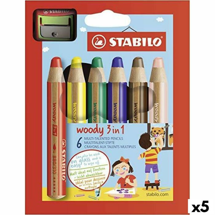 Crayons de couleur Stabilo Woody Multicouleur 6 Pièces (5 Unités)