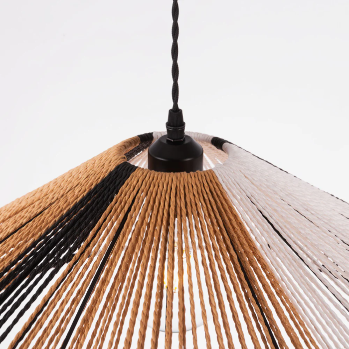 Lampe Suspendue Corde Krefeld SKD-P80037, Style Naturel et Frais, Douille E27 3