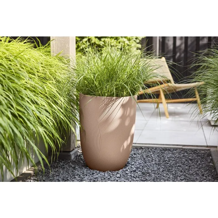 ELHO Pot de fleur Sereh Haut 40, 50 L, Ø 39 x H 53 cm, Marron, pour Balcon, Intérieur et Extérieur, 100% recyclé