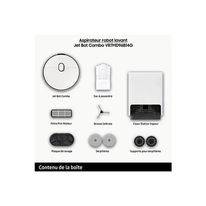 Samsung Aspirateur Robot Jet Bot Combo VR7MD96B14G Blanc 1