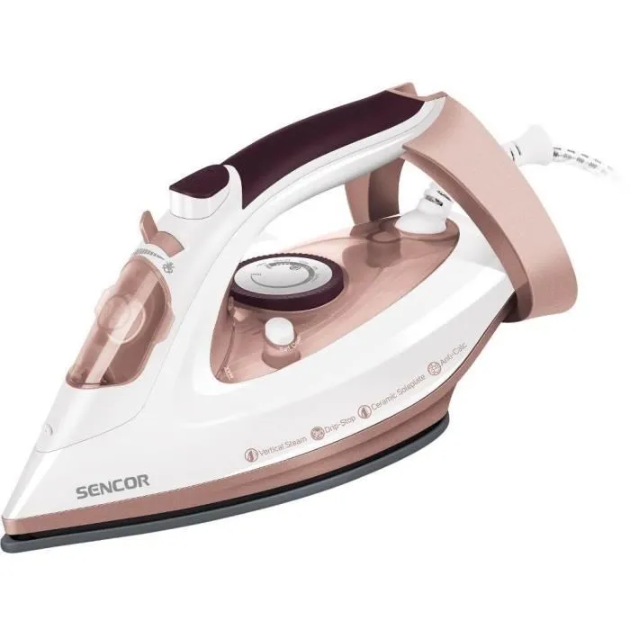 Sencor SSI 3520RS Fer à vapeur 3100 W, semelle en céramique, débit vapeur 35 g/min, 280 ml, autonettoyant, anti-gouttes Sencor SSI 3520RS Fer à vapeur 3100 W, semelle en céramique, débit vapeur 35 g/min, 280 ml, autonettoyant, anti-gouttes