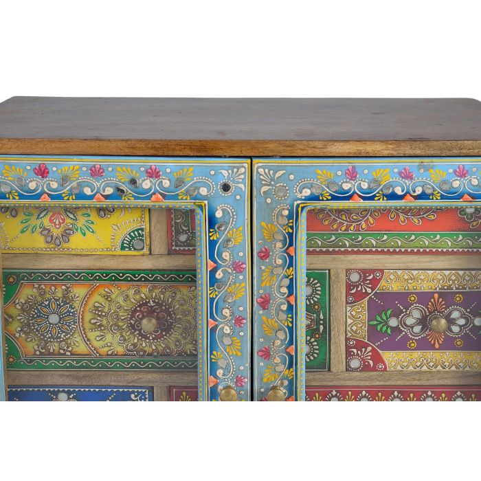 GINER Y COLOMER Commode en Bois de Mango 7 Tiroirs 2 Portes 62x60x30 cm Peinture Main Naturel Multicolore Artisanale 4