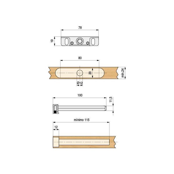 Juego 2 Soportes Oculto Estante Triton Zincado (1 Jgo: 2 Piezas C/Tacos Y Tornillos) Herrajes Alk 1