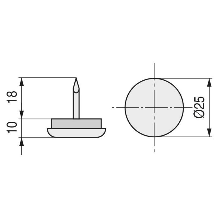 Quitarruido Con Punta Hierro Niquel 25Mm. Herrajes Alk (Set de 200) 1