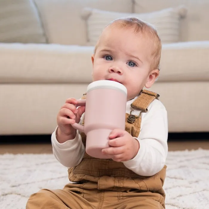 Infantino Ma Première Tasse en Silicone à Paille, 255 ml (25.5 cl) Anti-Fuite, pour Bébé et Tout-Petit, Lavable au Lave-Vaisselle - Modèle Pirouette