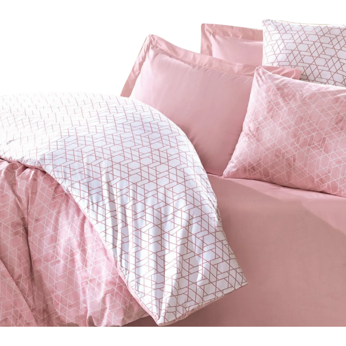 Parure de lit Best 1 housse de couette 140 x 200 cm + 2 taies d'oreiller 60 x 60 cm - Coton renforcé imprimé moderne rose - Décoration tendance Parure de lit Best 1 housse de couette 140 x 200 cm + 2 taies d'oreiller 60 x 60 cm - Coton renforcé imprimé moderne rose - Décoration tendance