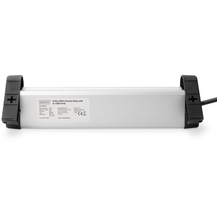 Digitus 4-Fach Steckdosenleiste mit 2xUSB-A und Schalter Schwarz/Silver 7
