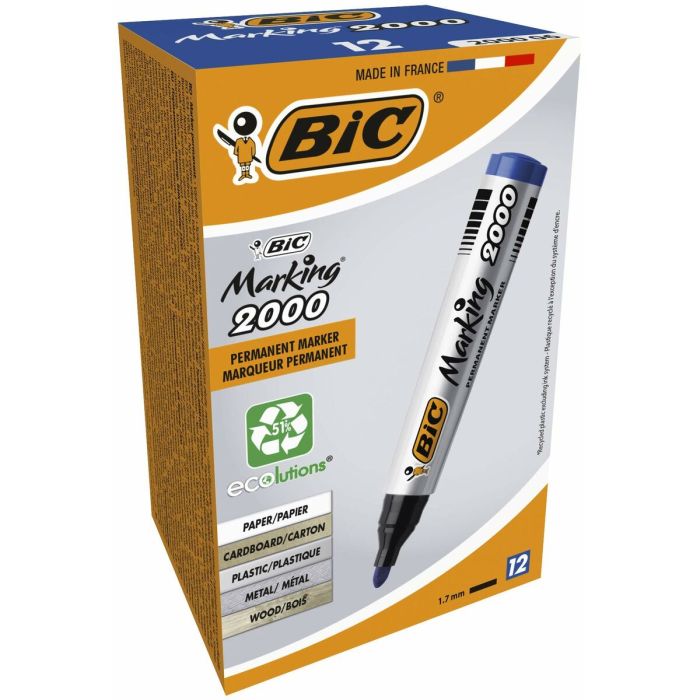 Marqueur permanent Bic Marking 2000 Bleu 12 Pièces 1