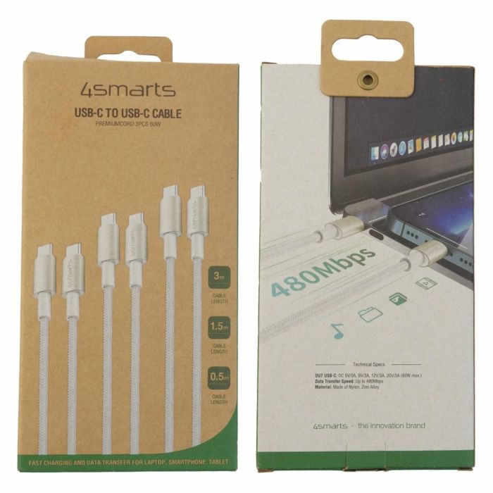 4smarts USB-C auf USB-C Kabel PremiumCord 60W 3erSet wei/silb 1 4smarts USB-C auf USB-C Kabel PremiumCord 60W 3erSet wei/silb 1