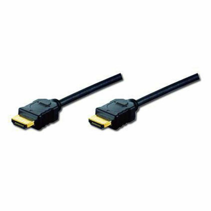 Digitus Câble HDMI 2.0 A->A 2m Noir Or St/St, Connecteurs HDMI Type A Mâle/Mâle, Haute Vitesse avec Ethernet, 3840x2160 pixels, Compatibilité 3D