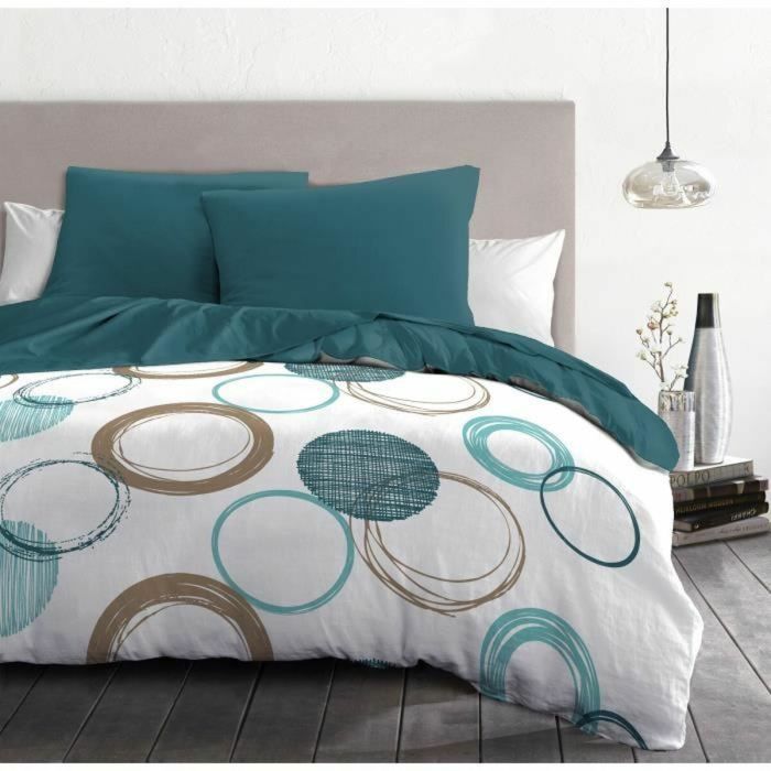 Parure de couette HOME LINGE PASSION Vert 220 x 240 cm Cercles 3