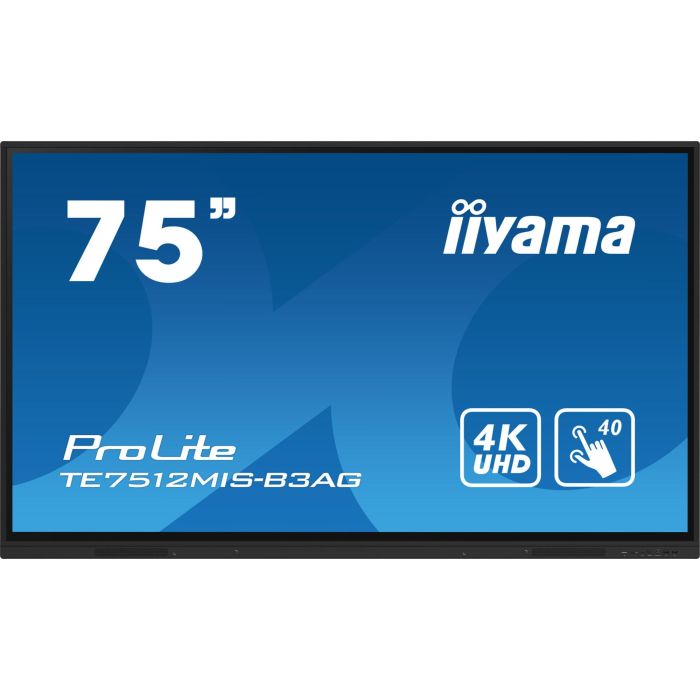 iiyama ProLite TE7512MIS-B3AG - Écran numérique tactile professionnel 75" (189 cm) 4K UHD IPS 24/7, Android 11, 4x HDMI, USB-C (65W), Wi-Fi 6, Bluetooth 5.0, Haut-parleurs, Noir