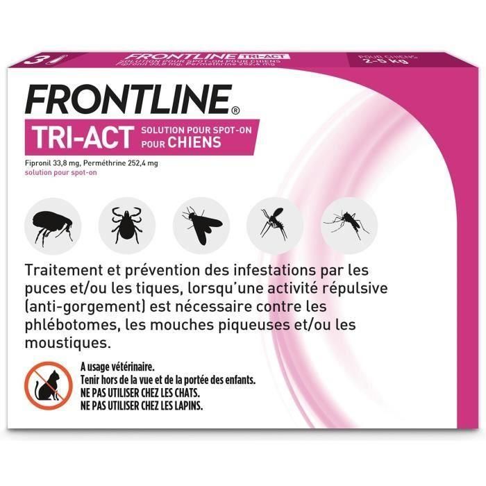 Frontline Tri-Act chien - Anti-puces anti-tiques pour chien S - 5-10kg - 3 pipettes 1