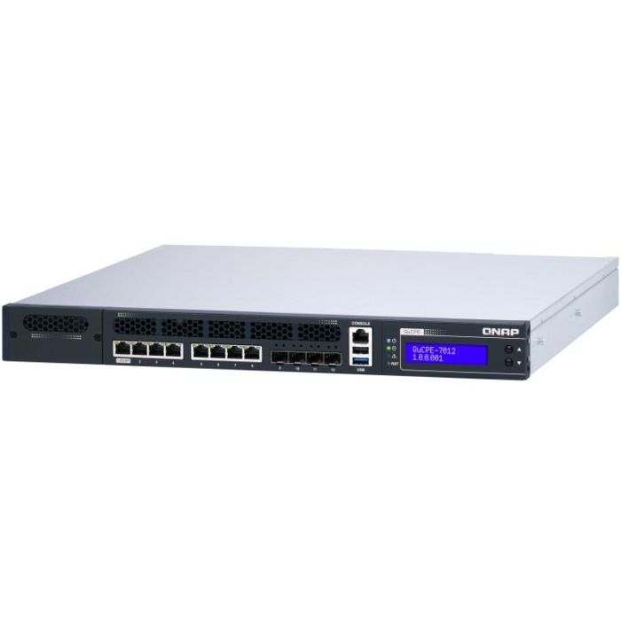 QNAP QuCPE-7012-D2146NT-32G Intel Xeon D-2146NT 8x2.5GbE RJ45 ports and 4x10GbE SFP+ ports 1x network module 1x PCIe Gen3 x8 8