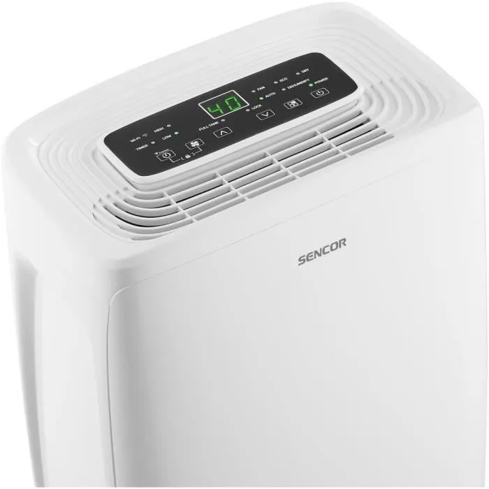 Sencor SDH 1028WH - Déshumidificateur mobile intelligent Wi-Fi 10L/jour, contrôle par application, pour pièce 18-35 m2, 43 dB Sencor SDH 1028WH - Déshumidificateur mobile intelligent Wi-Fi 10L/jour, contrôle par application, pour pièce 18-35 m2, 43 dB