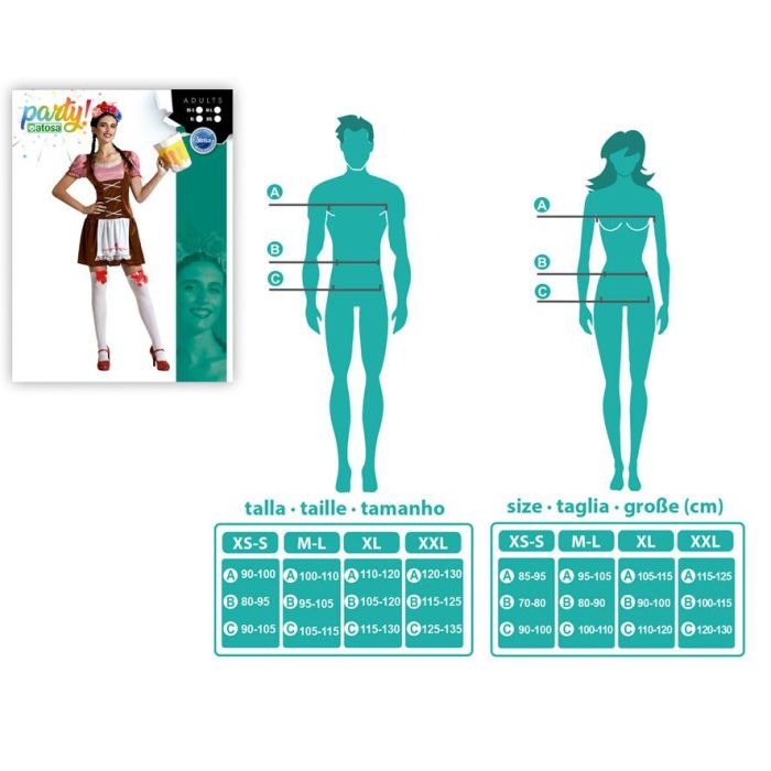 Déguisement de Femme Allemande Brun pour Adulte Taille XXL - Costume de Fête pour Oktoberfest ou Carnaval