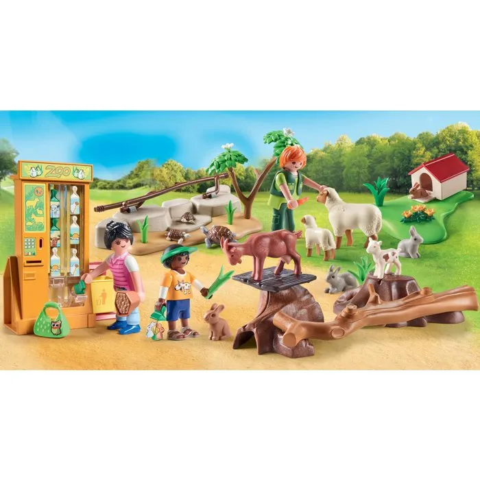 Playmobil 72007 - Kit Mini Zoo avec Animaux de la Ferme, 63 Pièces, Jeu de Rôle Éducatif pour Enfants Dès 4 Ans