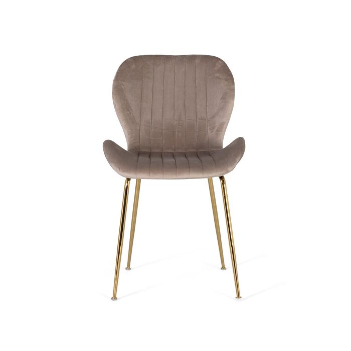 GINER Y COLOMER - Lot de 4 chaises design avec assise en velours gris clair et structure en acier aux finitions dorées - Confortable et élégant - Nécessite un assemblage 1