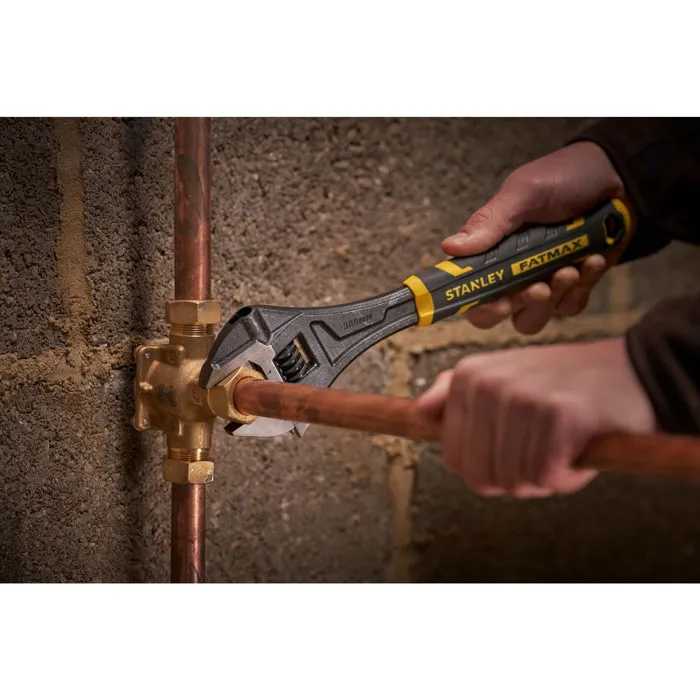 Stanley Fatmax Clé à Molette 250 mm avec Mécanisme Quick Adjust, Mâchoires à 15°, Échelles Métriques/Impériales et Trou de Suspension