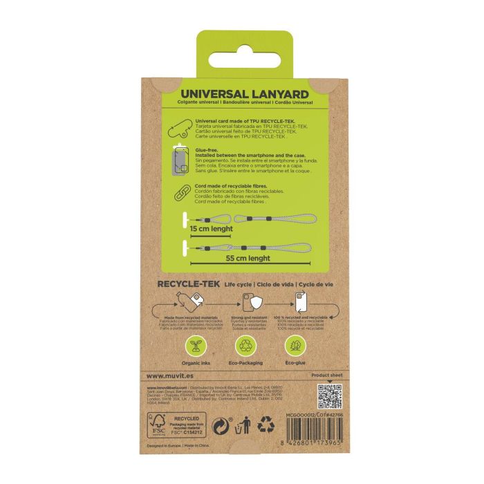 Cordon pour téléphone mobile Muvit for Change Noir Blanc 2