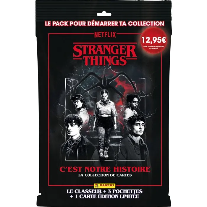 Panini - Pack de démarrage Stranger Things Saison 5 : Classeur, 3 pochettes (18 cartes) et carte Édition Limitée n°1 pour collection Panini - Pack de démarrage Stranger Things Saison 5 : Classeur, 3 pochettes (18 cartes) et carte Édition Limitée n°1 pour collection