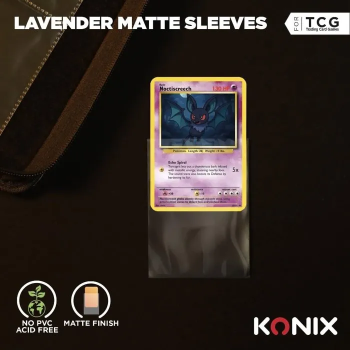 Konix - Sleeves de protection mattes 66 x 91 mm pour Magic The Gathering, Pokémon - 100 pochettes - Rose lavande pour collection et tournoi