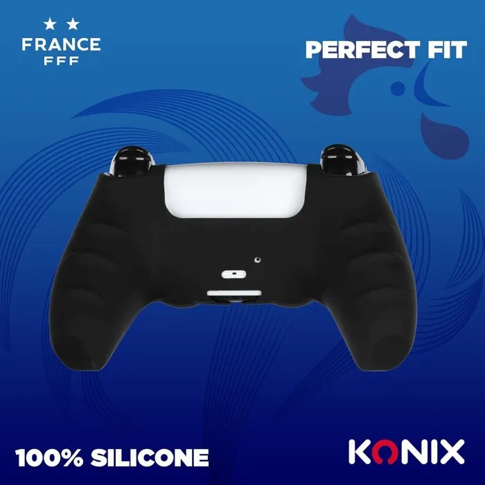 Konix - Coque de protection silicone pour manette PS5 DualSense - Texturée anti-dérapante, lavable, noire Konix - Coque de protection silicone pour manette PS5 DualSense - Texturée anti-dérapante, lavable, noire