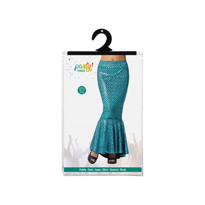 Falda De Sirena Azul Metalizada Con Escamas, Robe de Sirène Bleue, Costume de Fête et Déguisement Carnaval