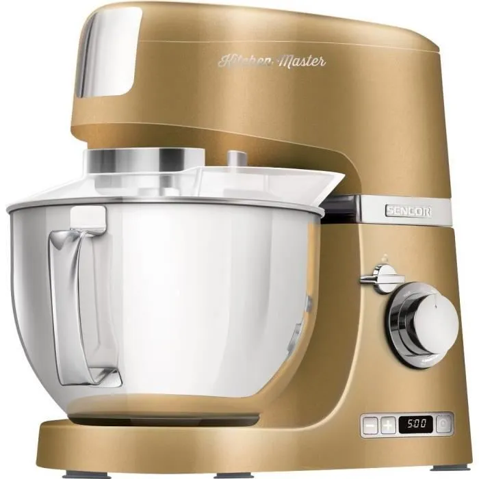 Sencor STM 7877CH - Robot pâtissier - Moteur 1000 W, 8 vitesses, bol inox 4,5 L, éclairage LED - Pour pétrir, fouetter, mélanger - Accessoires amovibles