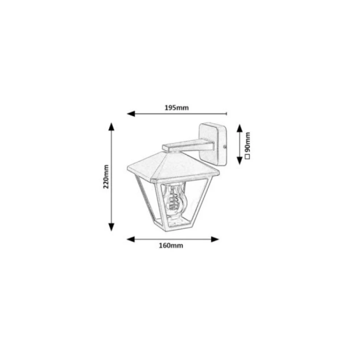RABALUX Applique Extérieure Paravento 1xE27 IP44 Noir Aluminium Noir Métal Noir Verre Transparant RAB-7147 1